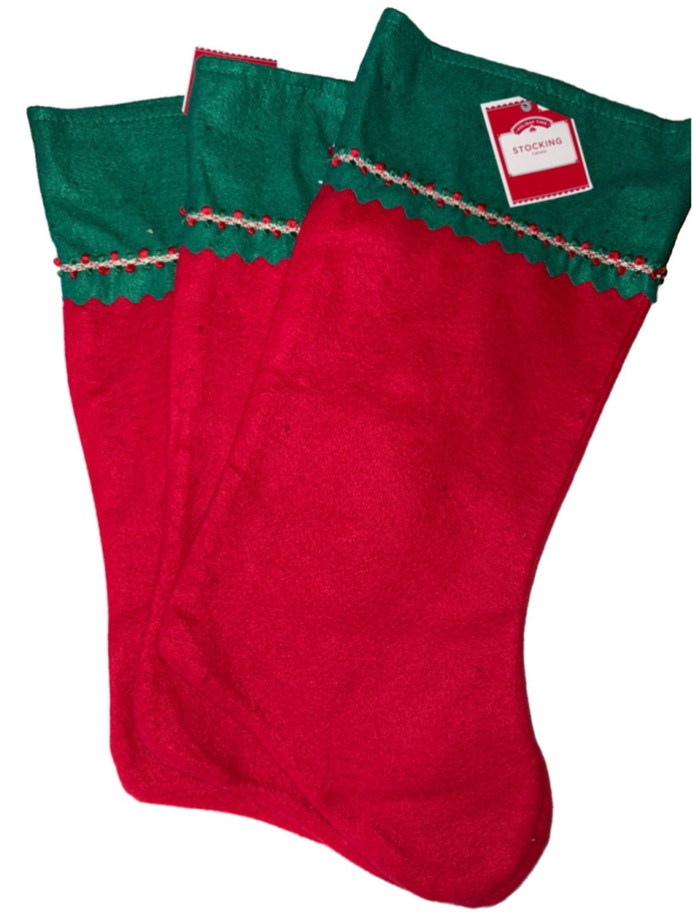 Lot Of 3 NEW Christmas Stockings-15”Xmas Holiday Decor-hang -Gift Bag-red/green